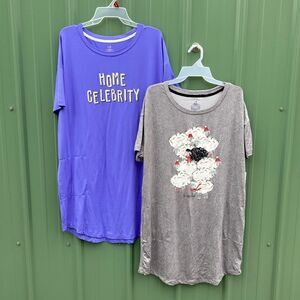 Women’s Ultra Soft Short Sleeve Sleep Lounge Pajama Night Shirts 2-Pack Size S/M